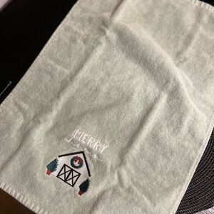 Embroidered 'Merry' Barn Cloth - Light Sage Green